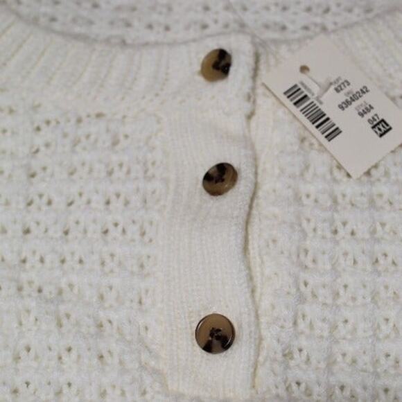 Aeropostale Women's XXL White Loose Knit Cropped Sweater Long Sleeve - NWT - Picture 4 of 10